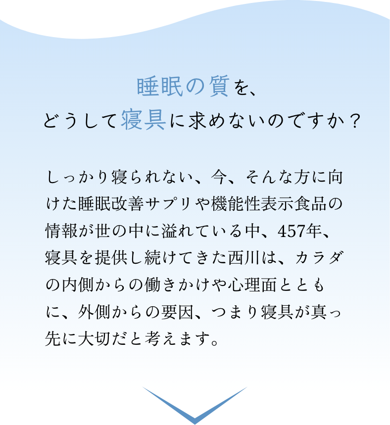 睡眠の質を、どうして寝具に求めないのですか？